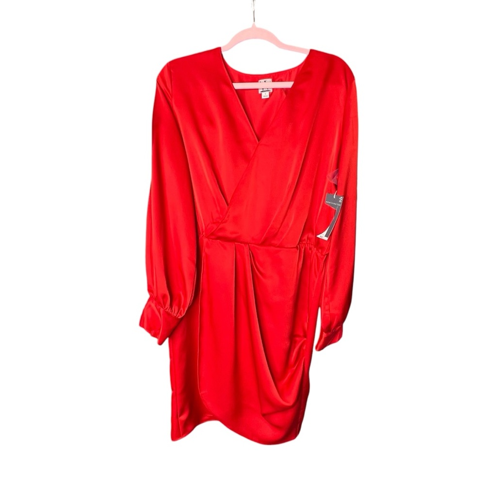 Worthington Red satin Mini wrap Dress size Large and XXL